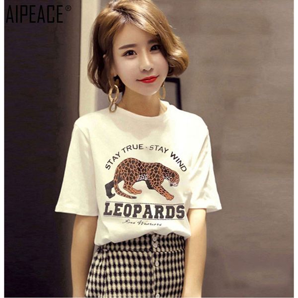 

aipeace summer women pure cotton print t-shirt women white fashion casual tee female print loose t-shirts womens t-shirts