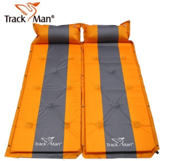 

trackman single person outdoo self-inflating sleeping pad with pillow camping tent mattress travel moisture-proof mat