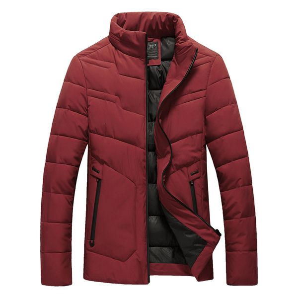 

feitong winter jacket men parka casual zipper pockets stand collar thickening warm cotton jacket coat men clothes 2018 parka, Black