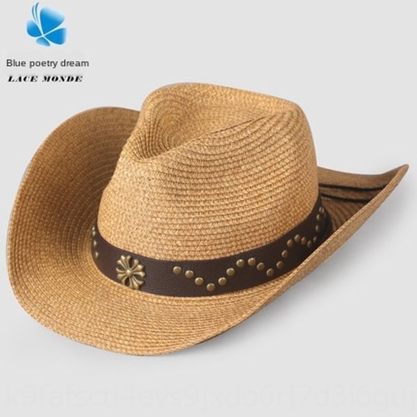 

men's cowboy sunscreen summer western cowboy large eaves youth jazz hat folding sunscreen hat, Blue;gray
