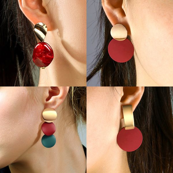 

x&p new statement drop earrings for women fashion gold earrings acrylic geometric red dangle earring 2019 wedding brinco jewelry, Silver