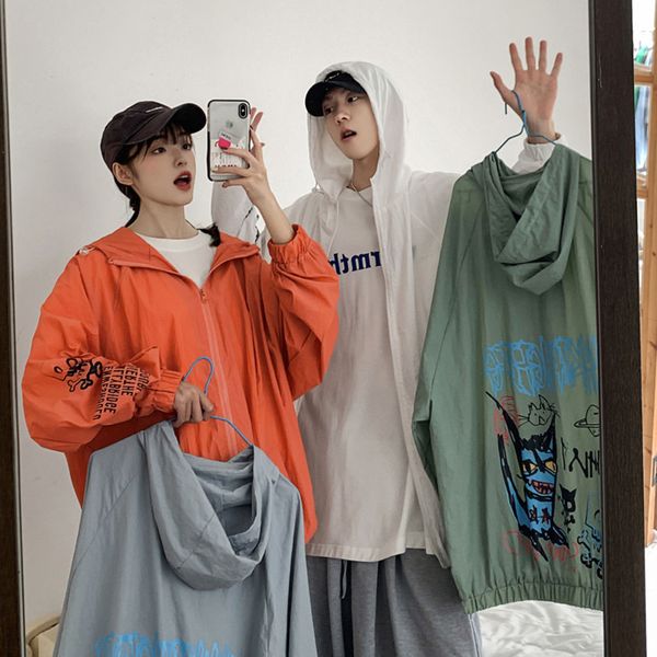 

men's jacket 2020 spring and summer new graffiti printed light loose jacket couple young people fashion trend men's clothing, Black;brown