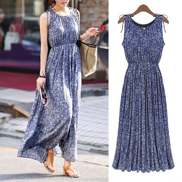 

2017 fashion women boho long maxi evening party breathable dress beach sundress, Black;gray