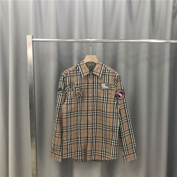 

19aw luxurious brands design bbr shirt short sleeve fashion vintage plaid breathable men women lovers clothes casual outdoor shirt, Gray;blue