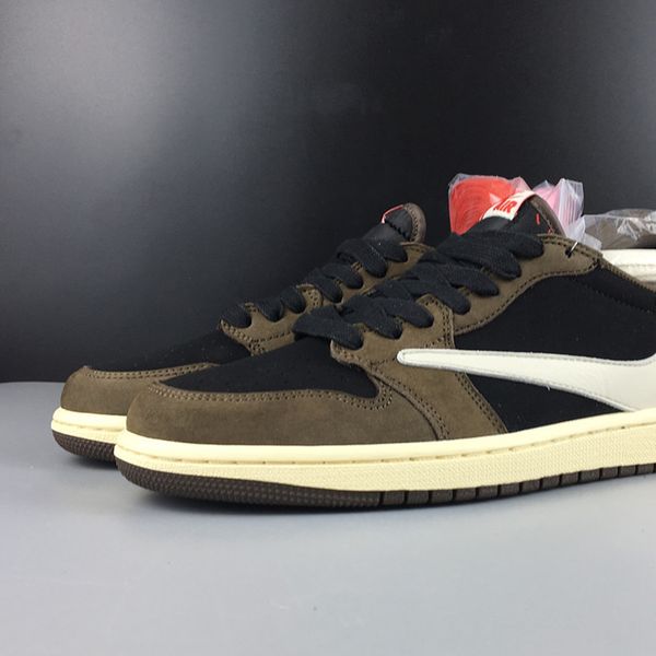 

travis scott x air 1 low og cq4277-001 1s women men basketball sports shoes sneakers suede trainers with original box, Black;white