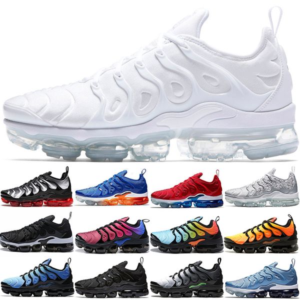 

2019 xamropav tn plus men women running shoes sunset triple black white game royal work blue volt trainer sport sneaker size 36-45, White;red