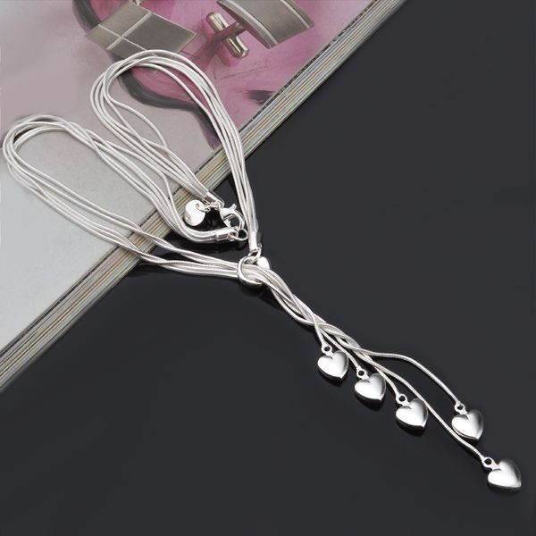 

sterling-silver-jewelry collier 925 silver 2019 necklace for women statement heart pendants jewelry collares colar bijoux link chain fs34