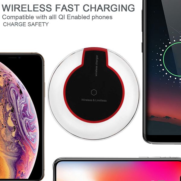 

k9 universal ultra thin clear crystal qi wireless charger transmitter dock fast charging pad for ip x 11 max s9 s8 note 8 s7