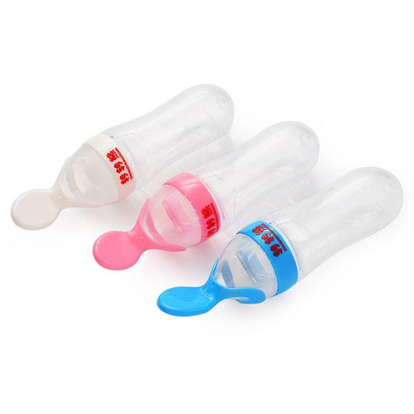 

90ml baby feed spoon food supplement feeding spoon silicone material squeeze feeding rice paste bottles for baby kids children