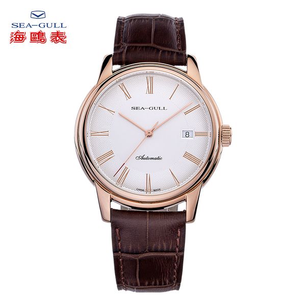 

sea-gull couple mechanical watches lover men women simple leather buckle 30m waterproof calendar watches stainless d519.405, Slivery;brown