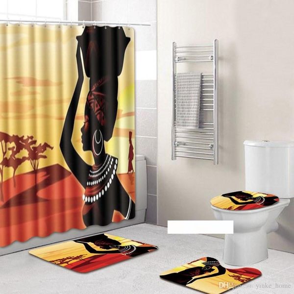 2019 Bathroom Shower Curtain African Woman Printed Waterproof
