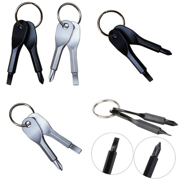 

screwdrivers keychain stainless steel mini edc multifunction screwdriver key shape slotted pocket repair tool with key ring