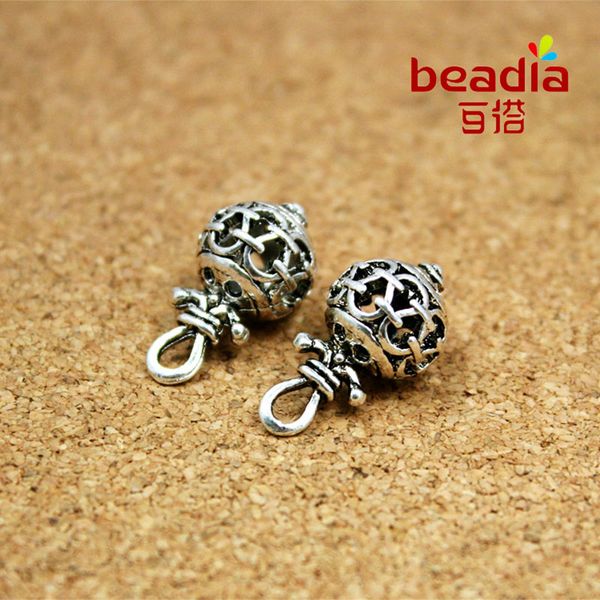 

2019 new fashion 10pcs/lot antique silver plated hollow alloy charm beads for women men leather bracelets accessories making