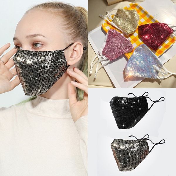 

sequins mask bling bling face masks adults kids ear loop face cover washable reusable glitter shiny anti dust masks dda321