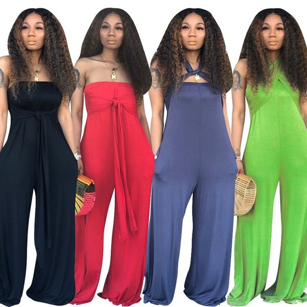 2019 Women Jumpsuit Sleeveless Romper Off Shoulder Fashion Wide