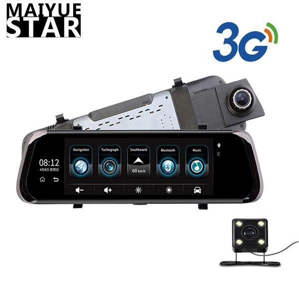 

maiyue star android 5.0 10 inch 3g wifi car dvr sprint camera dual lens gps navigation bluetooth fm video camera rearview mirror