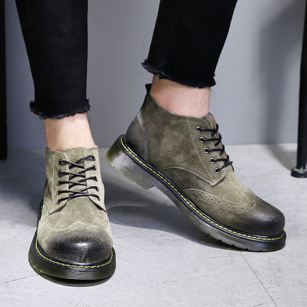 

new high-men's shoes tooling boots england thick-bottom boots chuqing brand men's suede desert classic fashion, Black