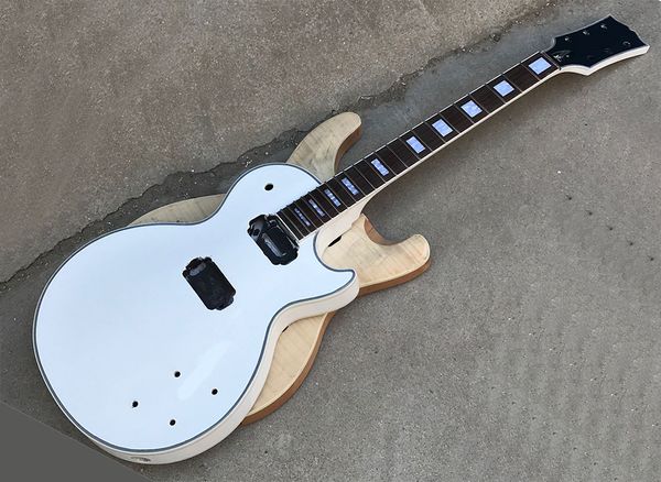 

diy white semi finished electric guitar with rosewood fingerboard,white pearled inlay,can be customized as required