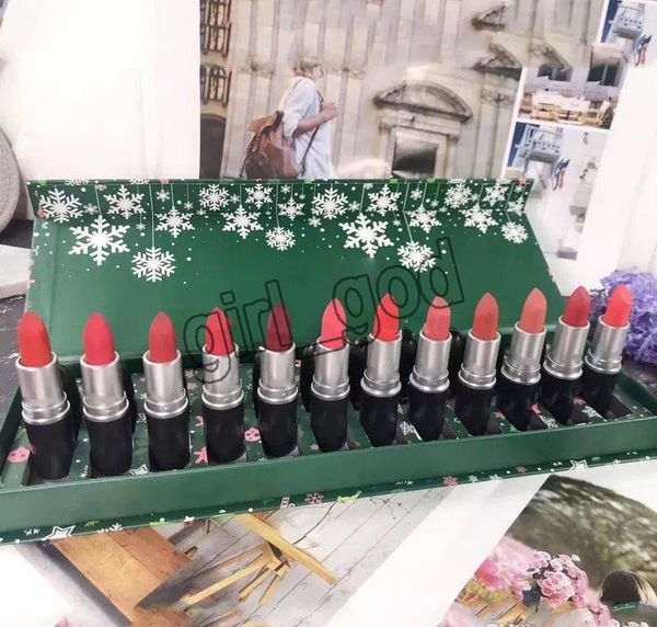 

M Makeup Lip Collection Рождественская помада для губ Набор матовых губных помад 12 цветов Snow LipKit 1 компл. = 12 шт.