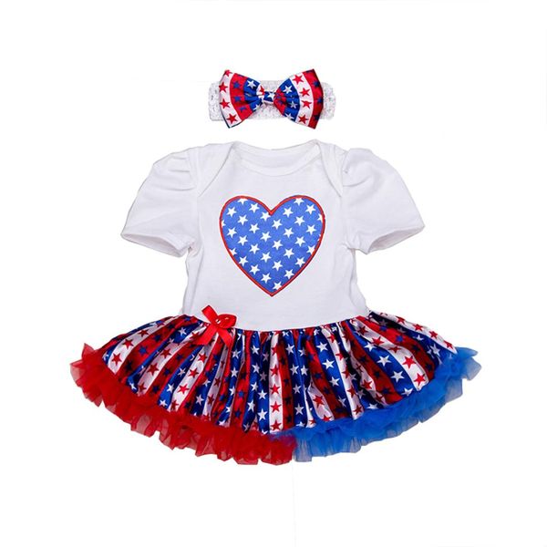 

baby girls 4th of july patriotic baby tutu dresses with headband, Red;yellow
