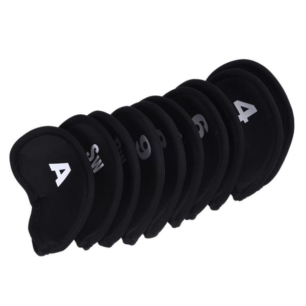 

10pcs golf head cover club iron putter head protector set neoprene black