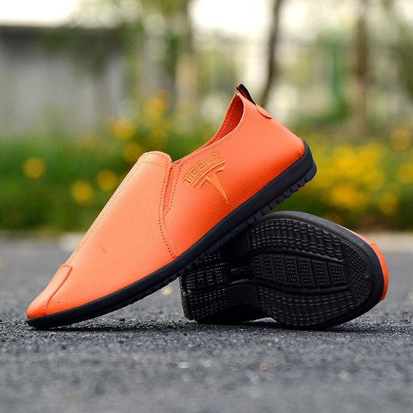 

summer sport men dress shoes designer casual doug shoes gommino lazy person pu leather mens sneakers running shoes, Black