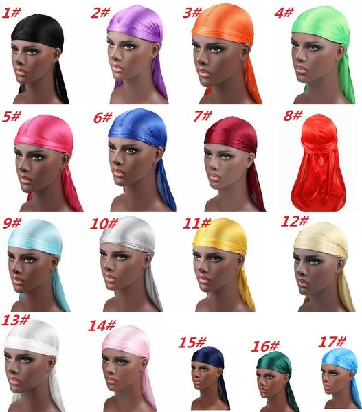 

2019 new fashion men's satin durags bandana turban wigs men silky durag headwear headband pirate hat hair accessories, Blue;gray