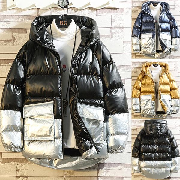 

2019 abrigo hombre chaqueta hombre новые мужские куртки и пальто зима повседневная сращивание контраст с капюшоном теплая хлопчатобумажная о, Black