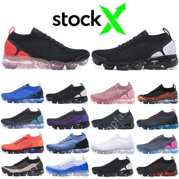 

new 2018 fly 2.0 triple black white mens running shoes women breathable chaussures knit cushion sports sneakers trainers 36-45