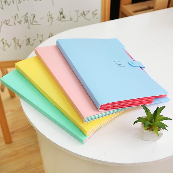 

a4 kawaii carpetas filing supplies smile waterproof file folder 5 layers document bag office stationery