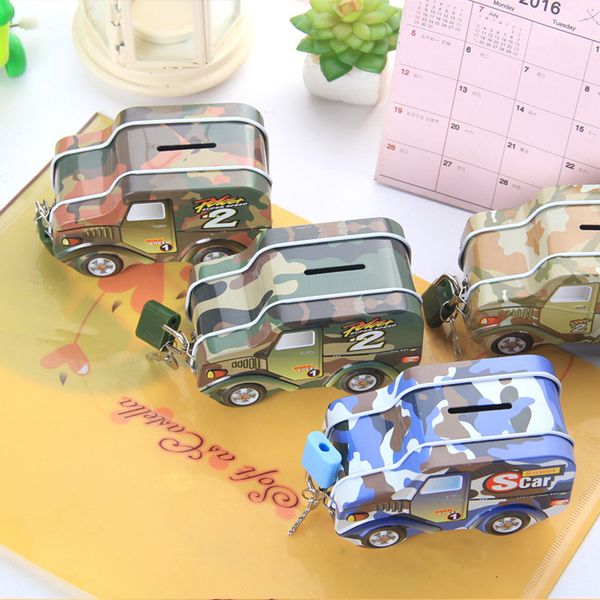 

car shape tinplate money box with lock coin storage saving boxes christmas birthday gift for kids children