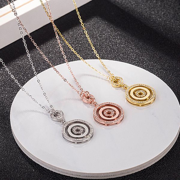 

jewelry s925 sterling silver when running necklace woman can turn rotating disk three pendant clavicle chain wholesale 2019