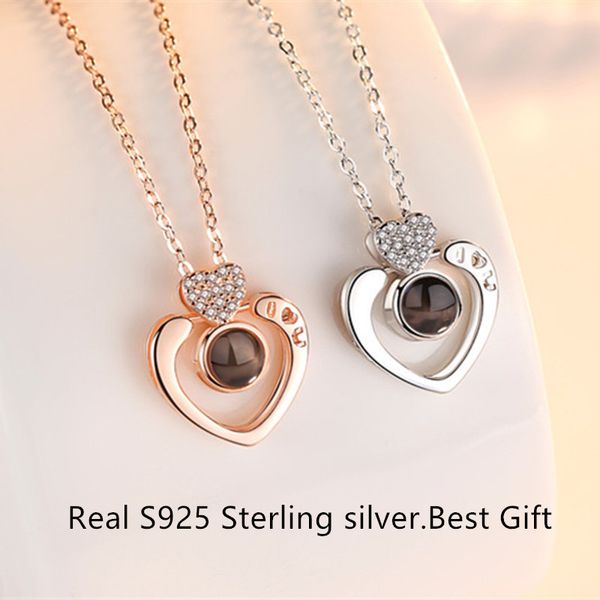

ladies pendant necklaces crystal choker 925 sterling silver 100 language i love you valentine's day gift jewelry accessories