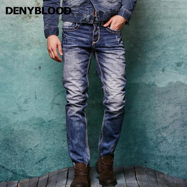 

distressed thick stitch mens distressed jeans ripped 3d crinkle whiskers male fashion denim cargo pants vintage washed casual pants regular, Blue