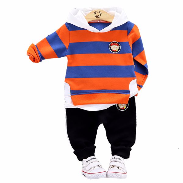

spring autumn baby boy girl clothes infant cartoon piglet pattern stripe hooded sweater pants 2pcs/sets child cotton sport suits, White