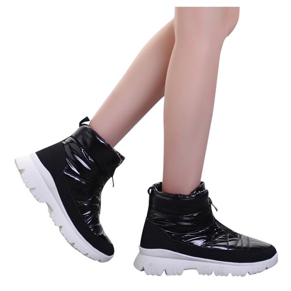 

women boots female wwarm zipper ankle bare boots non-slip casual short tube snow booties shoes woman autumn winter botas mujer, Black