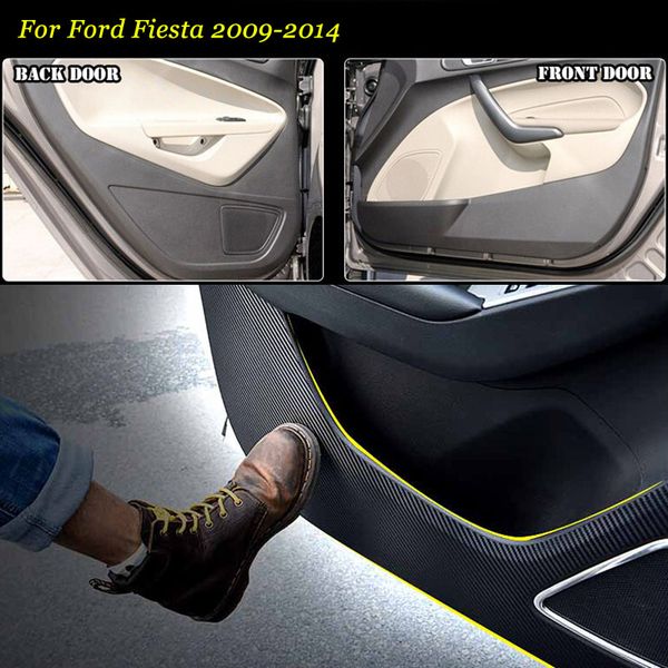 

brand new 1 set interior 3d carbon fiber doors side edge anti-kick protection pad sticker for fiesta 2009-14