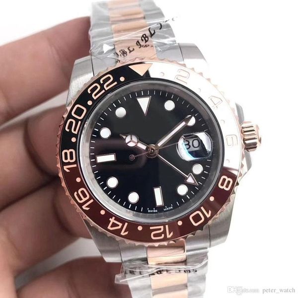 

2019 hot sale men's watch GMTII m126711chnr-0002 rotatable ceramic bezel 40MM black dial high quality automatic movement wristwatch