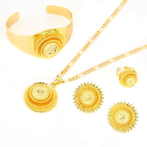 

new arrival ethiopian new jewelry gold color necklace bangle earring ring eritrean engagement bride wedding habesha luxury jewelry, Black