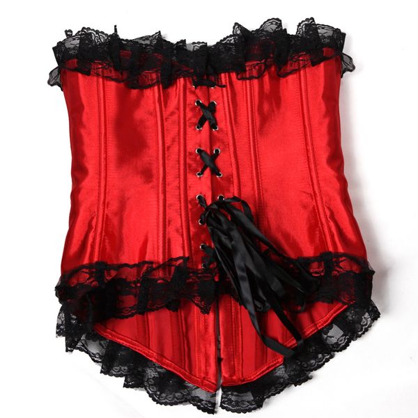 

red stripe overbust corset and mini skirt christmas lingerie and dress lace up boned waist cincher bustier, Black;white