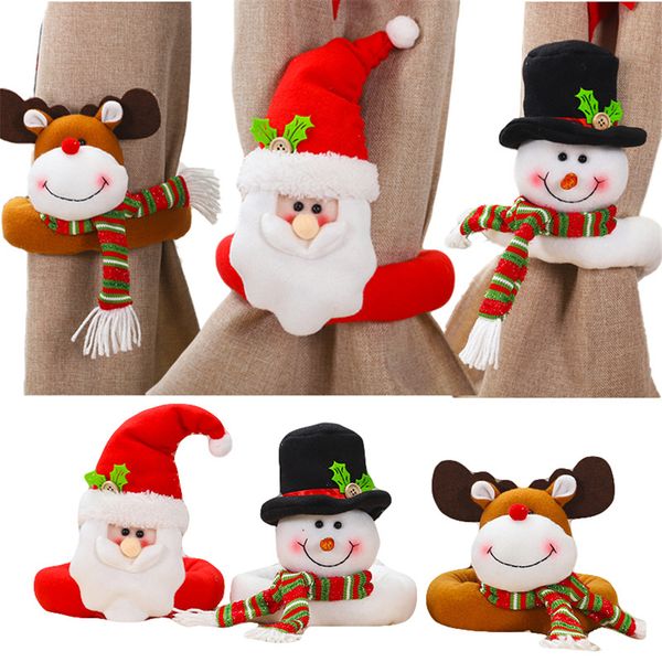 

christmas curtain buckle xmas window curtain tiebacks santa snowman elk window decorations wine bottle er ornaments jk1910