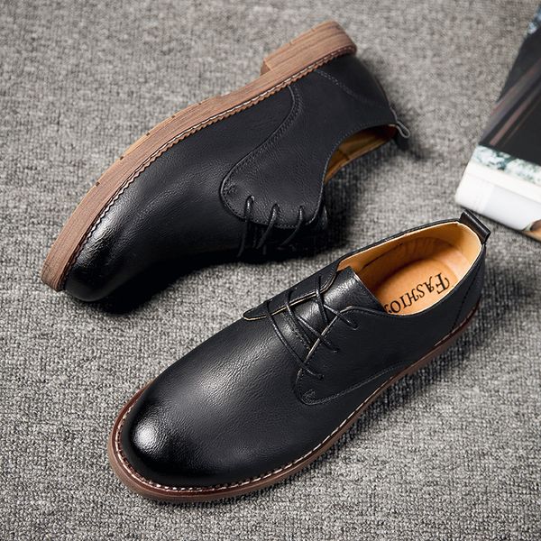 

autumn brand handmade breathable men's oxford shoes dress shoes men flats fashion genuine leather casual men, Black