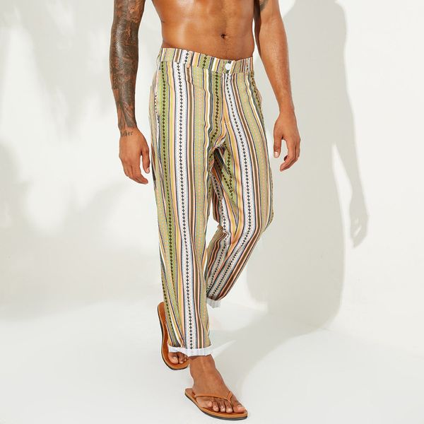 

feitong 2019 spring summer japanese casual ethnic style bound feet pankou flower loose pants nation wind cotton trousers men, Black