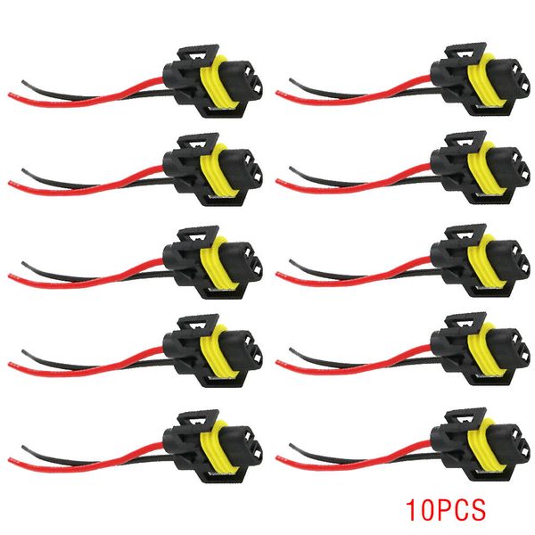 

10x h11 h8 headlight/fog light female adapter harness socket wire cord connector