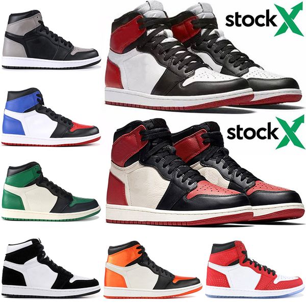 

air retro jordan 2020 new luxury jumpman 1s high-basketball shoes bred black toe with black mark for woman men size 36-46, White;red