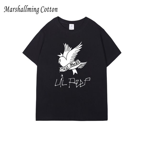 

210gsm расчесанная хлопчатобумажная футболка lil peep cry baby bird tshirt black male tee shirts custom print dropshipping, White;black