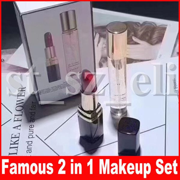 

famous 2 in 1 makeup set matte lipstick + 20ml spray perfume set lip make up kit