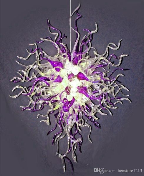 

purple and transparen 100% mouth blown borosilicate glass chandelier pendant lighting art living room lighting hanging crystal ceiling light