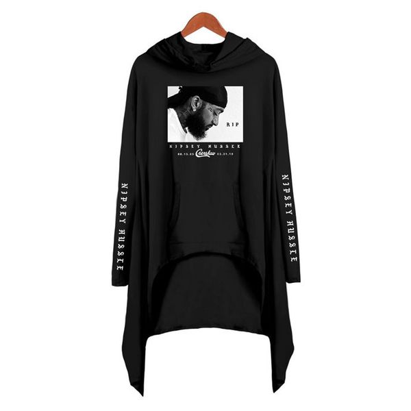 

nipsey hussle women hoodies designer long sleeve 3d printed dress usa rapper lady loose fashion clothing, Black