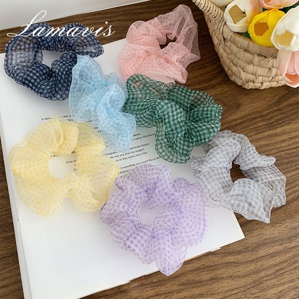 

hazy net yarn grid hair circle fashion ball hair rope ins tied ponytail ring korean ornaments